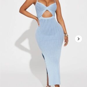 Blue Cutout Knit Dress